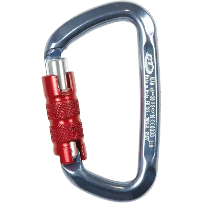 MOUSQUETON LARGE D-SHAPE TRILOCK (BLUE-RED)